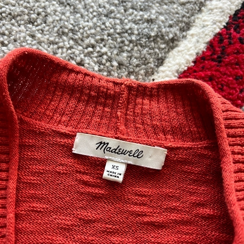 Madewell Bradley Orange Open Front Cardigan - Picture 3 of 5